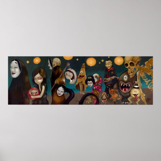 Hyakki Yakō gothic japanese yokai Art Print (Voorkant)