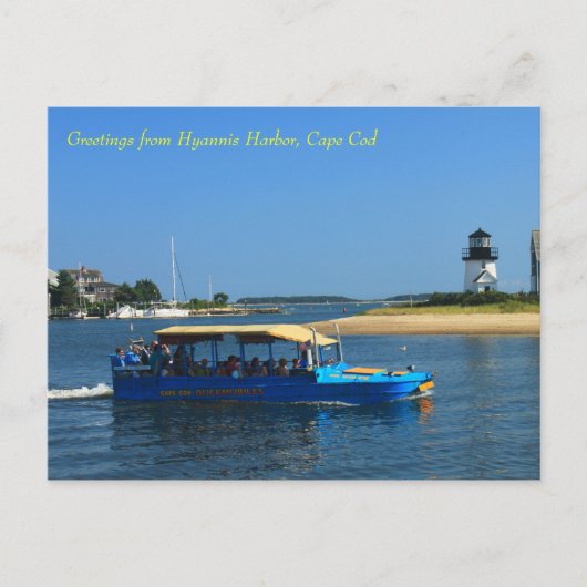 Hyannis Harbour Lighthouse Duck Boat Cape Cod Briefkaart (Voorkant)