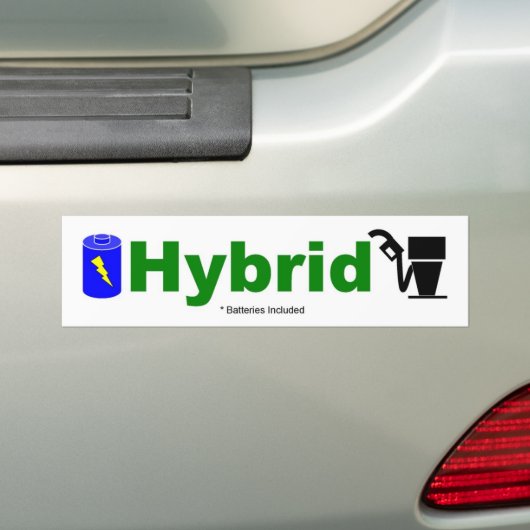 HYBRID kleurrijke pomp en batterij inbegrepen Bumpersticker (Op auto)