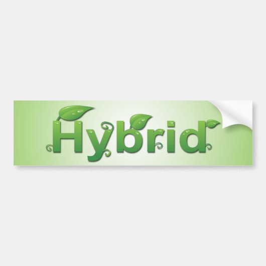 "Hybrid" met Bumpersticker uit bladeren (Voorkant)