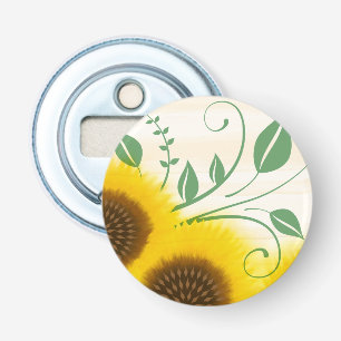 Hybride Art Nouveau Zonnebloemen Button Flesopener