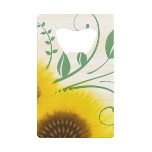 Hybride Art Nouveau Zonnebloemen Creditkaart Flessenopener