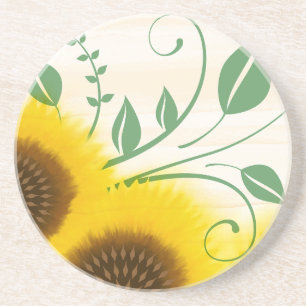 Hybride Art Nouveau Zonnebloemen Zandsteen Onderzetter