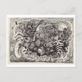 Hybride beastinktekening briefkaart
