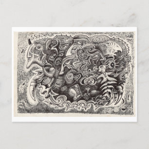 Hybride beastinktekening briefkaart