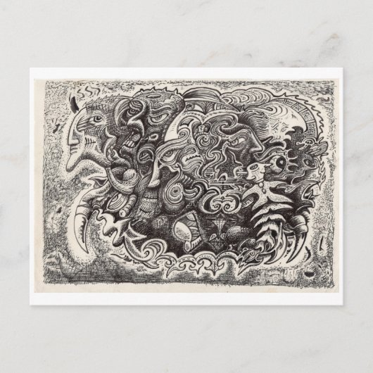 Hybride beastinktekening briefkaart (Voorkant)