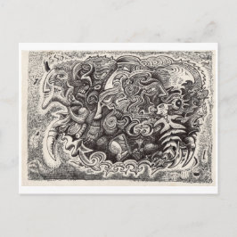 Hybride beastinktekening briefkaart