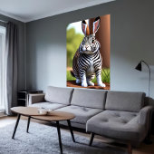 Hybride Cute en schattige Rabbit Zebra | AI Art. Poster