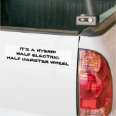 Hybride: Half Elektrisch Half Hamsterwiel Bumpersticker (Op Truck)