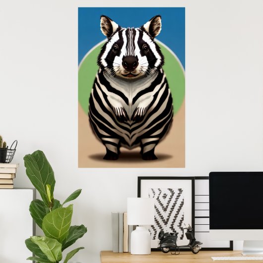 Hybride katten en schattige Zebra | AI Art. Poster (Thuiskantoor)
