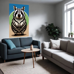 Hybride katten en schattige Zebra   AI Art. Poster
