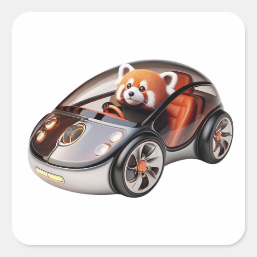 Hybride pc-muis – met een rode panda-driver 02. vierkante sticker (Voorkant)