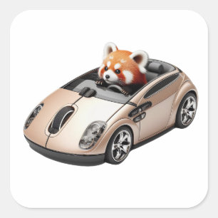 Hybride pc-muis – met een rode panda-driver 03. vierkante sticker