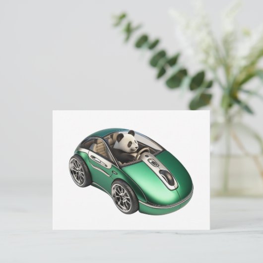 Hybride pc-muisauto met Panda-stuurprogramma Briefkaart (Staand voorkant)