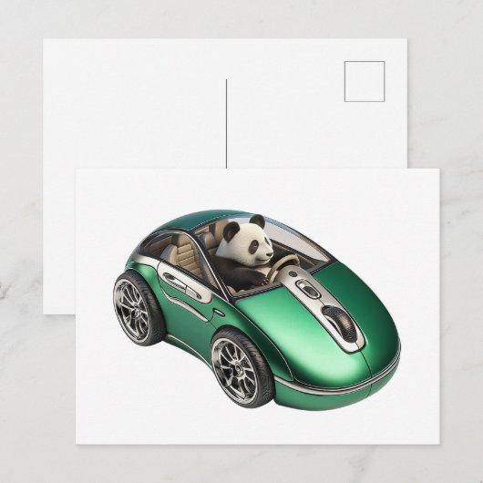 Hybride pc-muisauto met Panda-stuurprogramma Briefkaart (Voorkant / Achterkant)