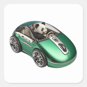 Hybride pc-muisauto met Panda-stuurprogramma Vierkante Sticker