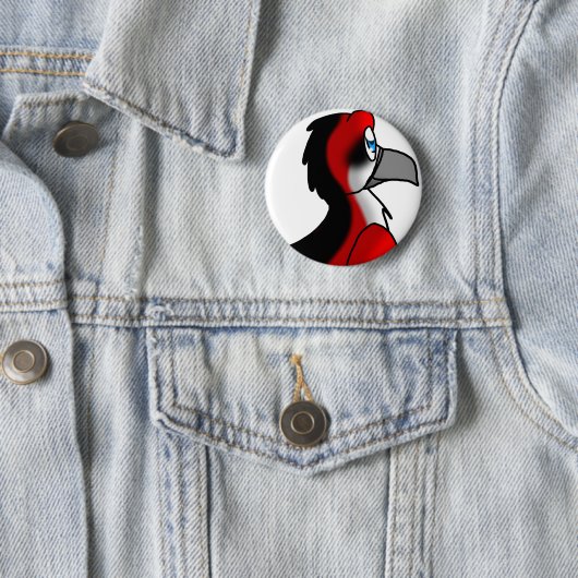 Hybride rode/zwarte/witte vogel ronde button 5,7 cm (In situ)