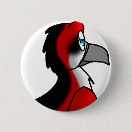 Hybride rode/zwarte/witte vogel ronde button 5,7 cm