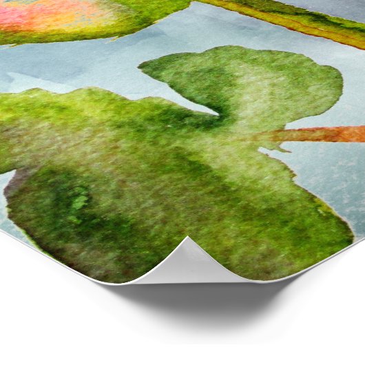 Hybride Roos pop waterverf moderne bloem Poster (Hoek)