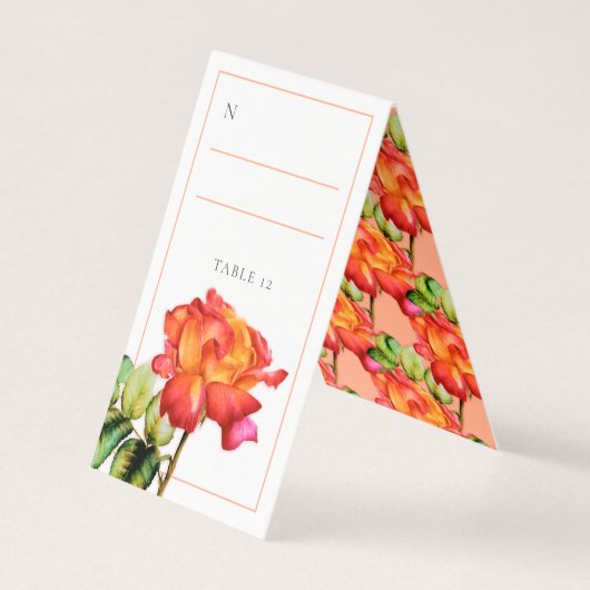 Hybride thee roos sinaasappel rode bruiloft kaart (Voorkant)