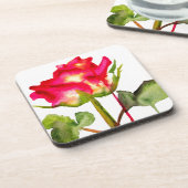 Hybride thee Roos waterverf moderne bloemkunst Bier Onderzetter (Linkerzijde)