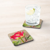 Hybride thee Roos waterverf moderne bloemkunst Bier Onderzetter (Rechterzijde)