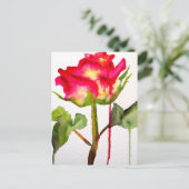 Hybride thee Roos waterverf moderne bloemkunst Briefkaart (Staand voorkant)