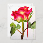 Hybride thee Roos waterverf moderne bloemkunst Briefkaart (Voorkant / Achterkant)