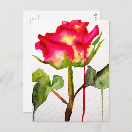 Hybride thee Roos waterverf moderne bloemkunst Briefkaart (Voorkant / Achterkant)