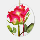 Hybride thee Roos waterverf moderne bloemkunst Keramisch Ornament (Links)