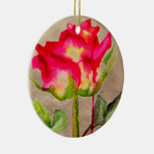 Hybride thee Roos waterverf moderne bloemkunst Keramisch Ornament (Rechts)