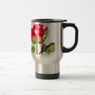 Hybride thee Roos waterverf moderne bloemkunst Reisbeker