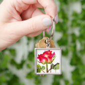 Hybride thee Roos waterverf moderne bloemkunst Sleutelhanger (Hand)
