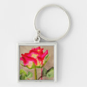Hybride thee Roos waterverf moderne bloemkunst Sleutelhanger (Voorkant)