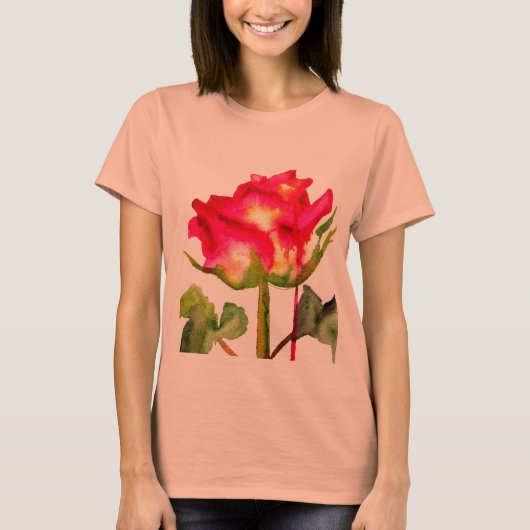 Hybride thee Roos waterverf moderne bloemkunst T-shirt (Voorkant)