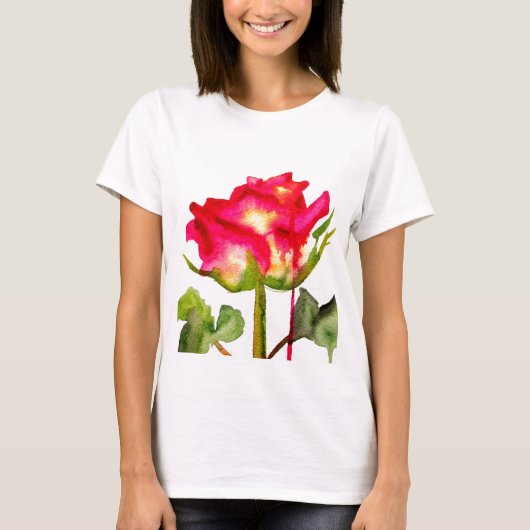 Hybride thee Roos waterverf moderne bloemkunst T-shirt (Voorkant)