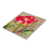Hybride thee Roos waterverf moderne bloemkunst Tegeltje (Zijkant)