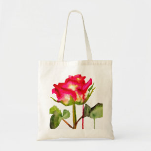 Hybride thee Roos waterverf moderne bloemkunst Tote Bag