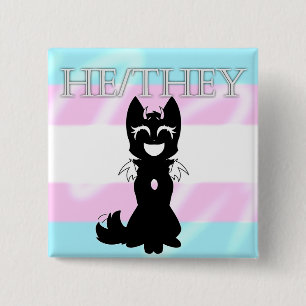 Hybride Trans Pin (HE/They) Vierkante Button 5,1 Cm