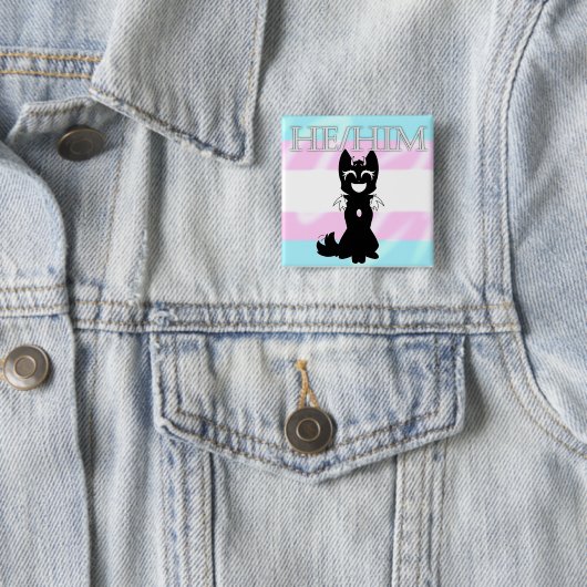 Hybride Trans Pin (Hij/Hem) Vierkante Button 5,1 Cm (In situ)