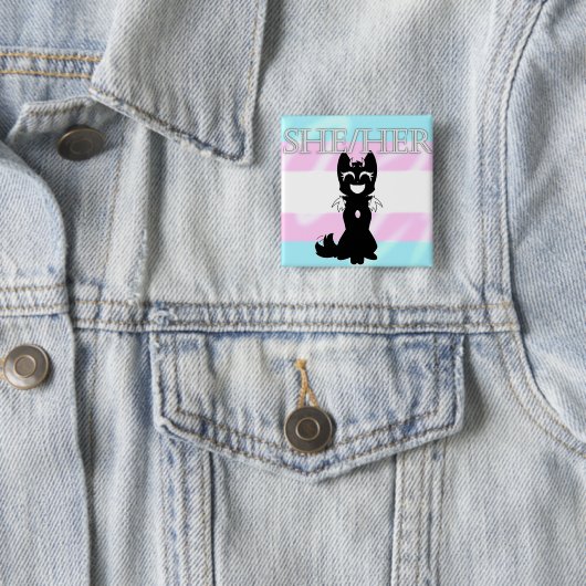 Hybride Trans Pin (She/Her) Vierkante Button 5,1 Cm (In situ)