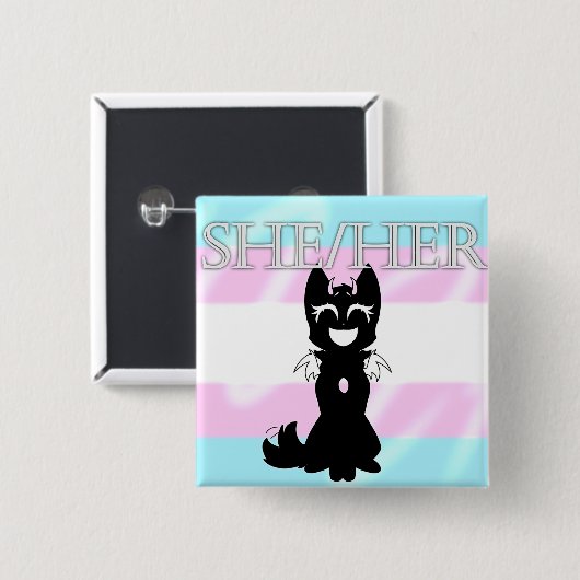 Hybride Trans Pin (She/Her) Vierkante Button 5,1 Cm (Voorkant /achterkant)