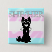 Hybride Trans Pin (She/Her) Vierkante Button 5,1 Cm (Voorkant)