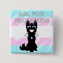 Hybride Trans Pin (Vraag naar voornaamwoorden) Vierkante Button 5,1 Cm