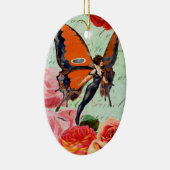 Hybride vlindervrouw met Rozen Keramisch Ornament (Rechts)