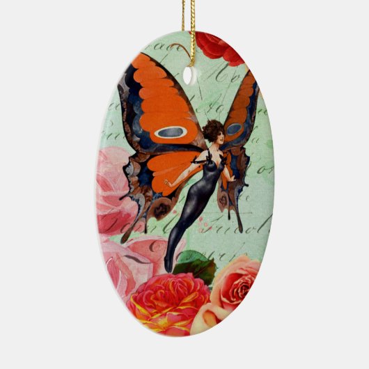 Hybride vlindervrouw met Rozen Keramisch Ornament (Rechts)