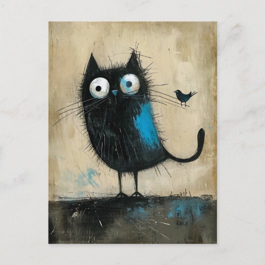 Hybride wezen op kat en vogel briefkaart (Voorkant)