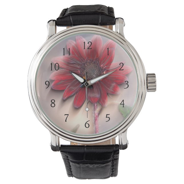 Hybride zonnebloem die in de wind waait horloge (Voorkant)