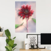 Hybride zonnebloem die in de wind waait poster (Thuiskantoor)