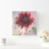 Hybride zonnebloem die in de wind waait vierkante klok (Huis)